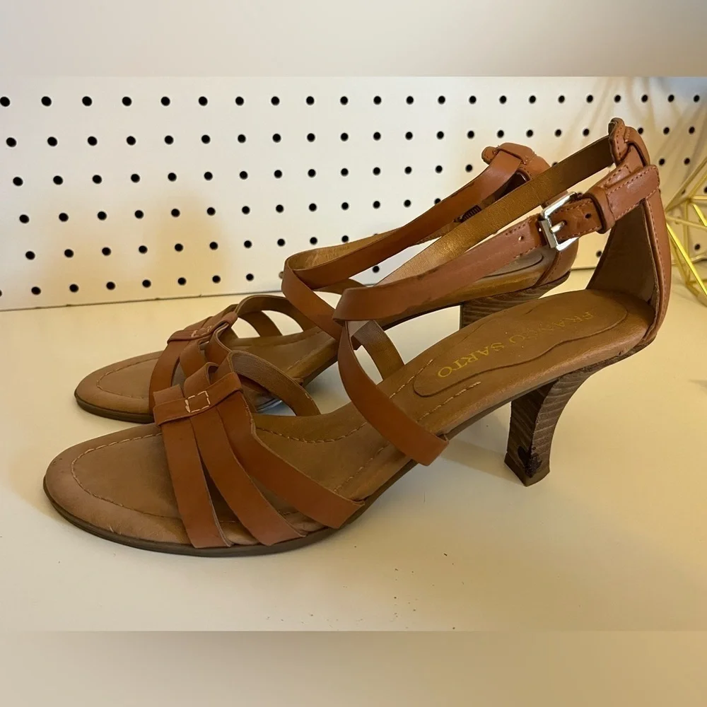Franco Sarto Brown Strappy Kitten Heels